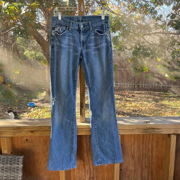 7 For All Mankind Women's Rhinestone Pocket Bootcut Jeans Size 28" - Picture 1 of 10